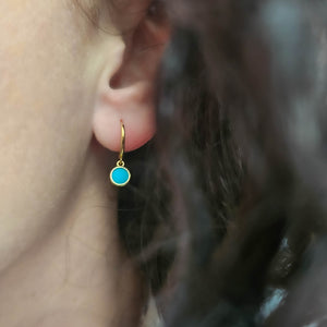 Cora Turquoise Charm Hoops in Gold