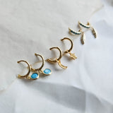 Cora Turquoise Charm Hoops in Gold