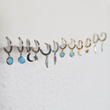 Cora Turquoise Charm Hoops in Gold