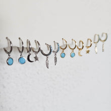 Load image into Gallery viewer, Cora Turquoise Charm Hoops in Gold