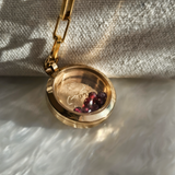 Unique gold January birthstone necklace with garnet stones by dorsya