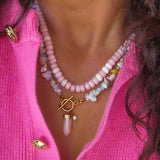 Rose Bloom ~ Pink Opal Beaded Necklace