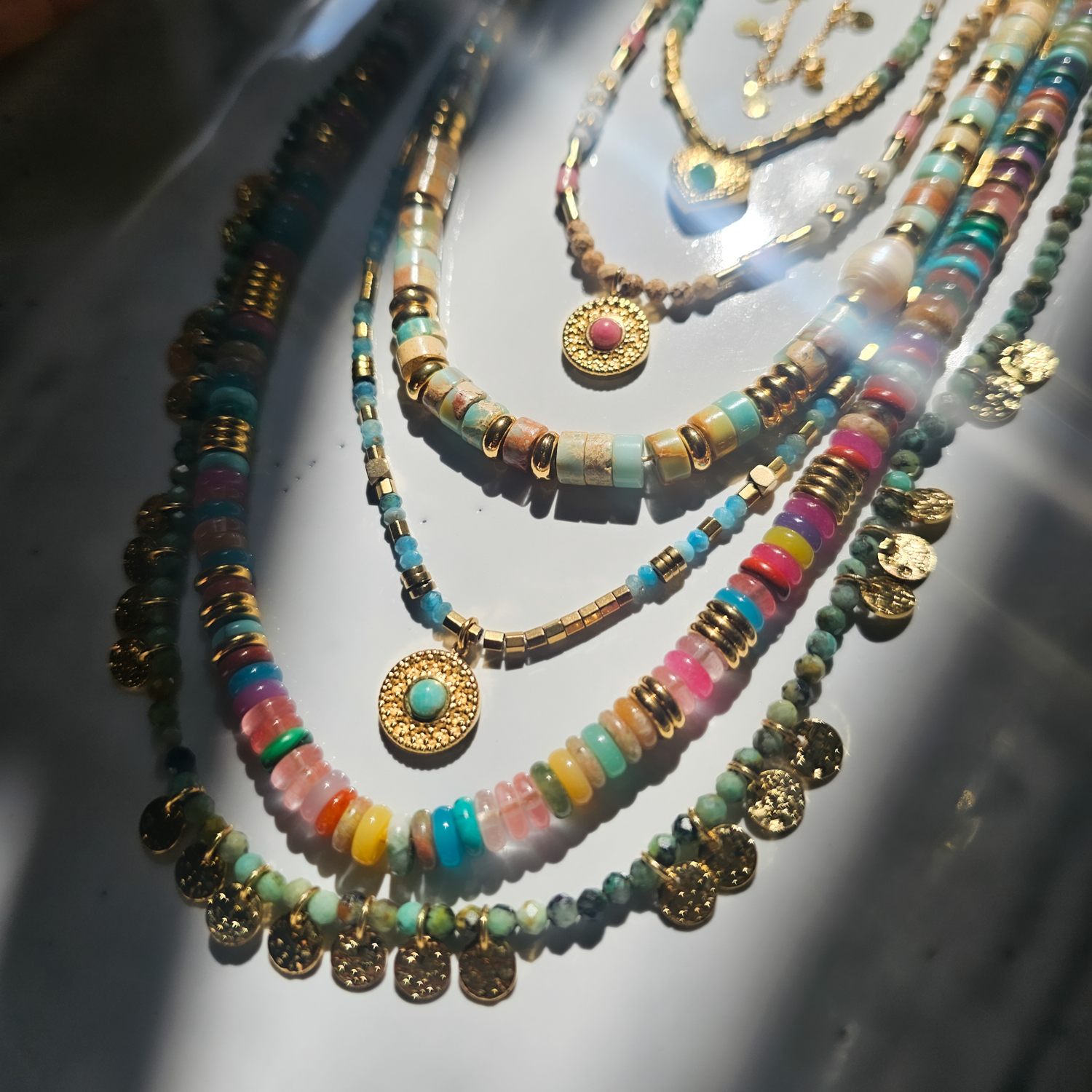 Rhodes Jasper and Rhodochrosite Beaded Necklace