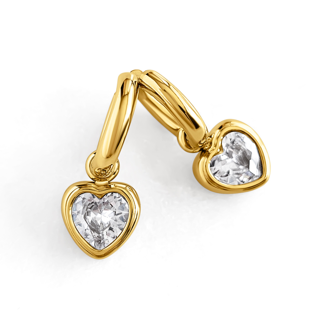 gold heart shape earring with gemstone dorsya