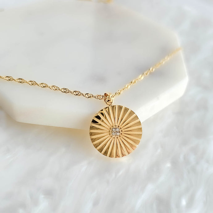 Ray of Sunshine Gold Coin Necklace