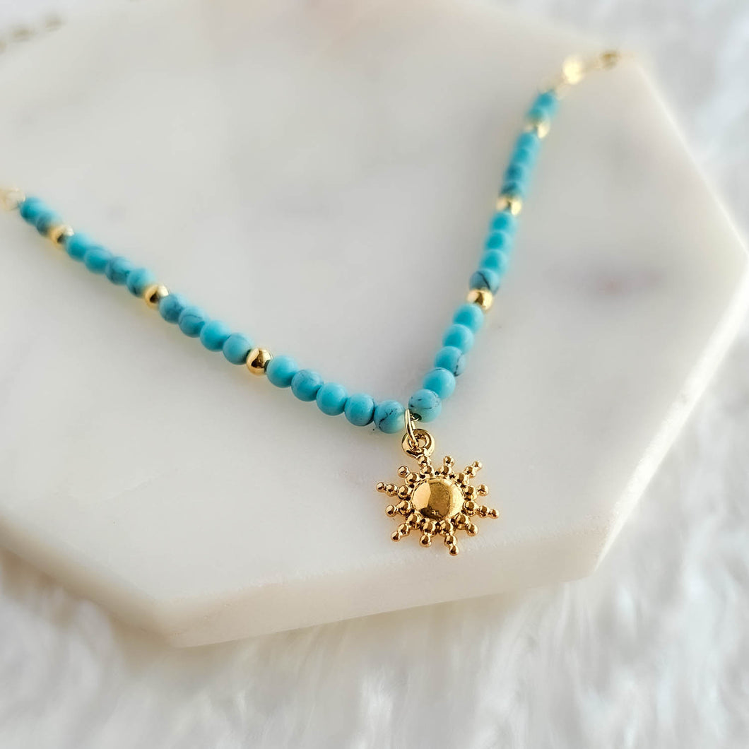 Azure Seas Sun Necklace in Gold