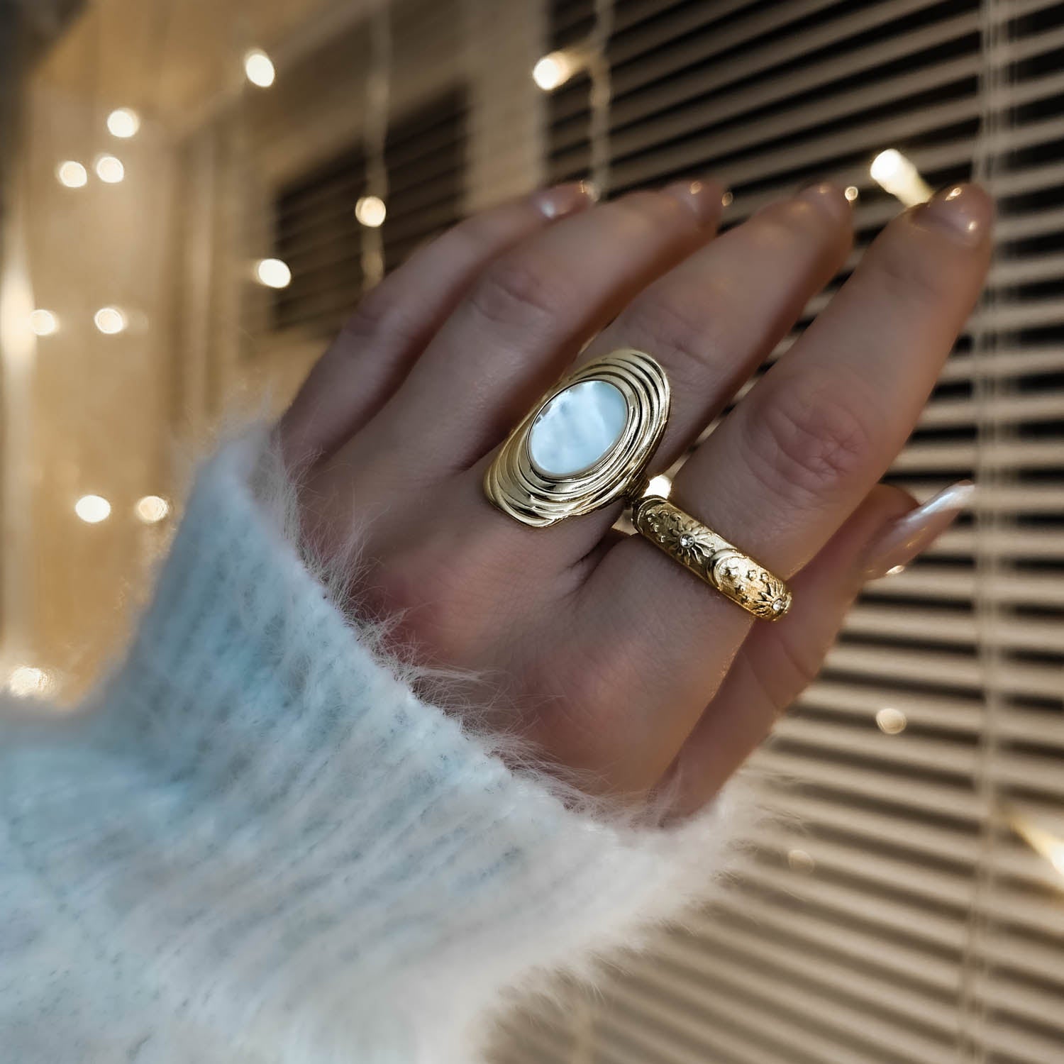 Gold Ring with Celestial Motifs: Sun, Moon, and Stars | Exquisite Jewellery Inspired by the Cosmos | Dorsya