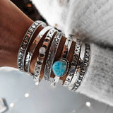 Saona Silver Cuff Bangle with Larimar