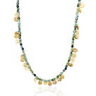 Women’s turquoise beaded coin necklace – natural  turquoise gemstone beads with gold-plate coin pendant for stylish everyday wear