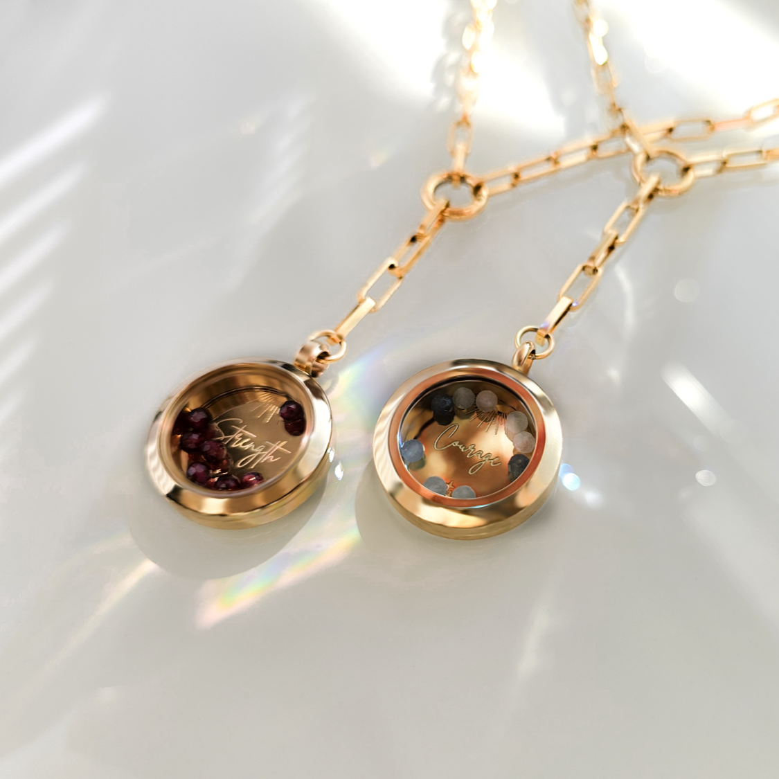 Empowering garnet gold locket necklace for Capricorn | Dorsya