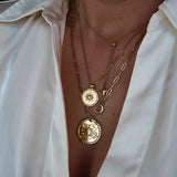 Boho Chick Gold Coin Pendant Necklace Detail|Dorsya