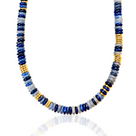 Natural gemstone beaded necklace women’s – deep blue lapis lazuli and soft blue aventurine beads, gold-plated finish, everyday gemstone jewellery