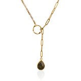 Melody Link Chain - Beaded Lariat Necklace with Labradorite