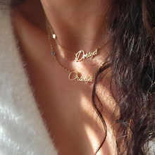 Load image into Gallery viewer, Personalised Name and Birthstone Gold Necklace