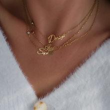 Load image into Gallery viewer, Personalised Name and Birthstone Gold Necklace