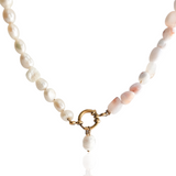 Pearl and Pink Opal Beaded Necklace