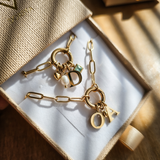 Birthstone Initial Gold Necklace Front|Dorsya