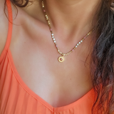 Gold Pendant Beaded Gemstone Necklace Life Style