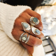 Load image into Gallery viewer, Talia Silver Boho Ring with Chalcedony Gemstone