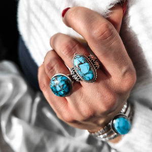 Venus Silver Boho Ring with Turquoise Gemstone