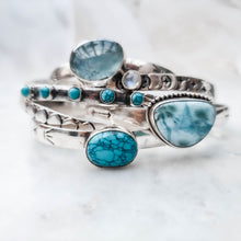 Load image into Gallery viewer, The Magic of the Moon and the Stars Silver Cuff Bangle with Moonstone