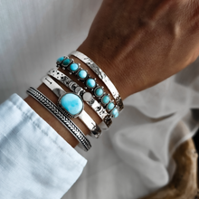 Load image into Gallery viewer, Saona Silver Cuff Bangle with Larimar