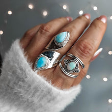 Load image into Gallery viewer, Iris Silver Boho Ring with Opal Gemstone