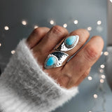 Artemis Silver Ring with Larimar