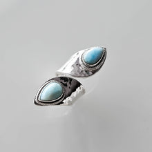 Load image into Gallery viewer, Artemis Silver Boho Ring with Larimar Gemstone