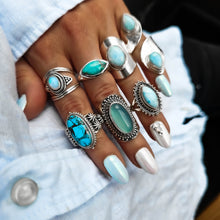 Load image into Gallery viewer, Marina Silver Boho Ring with Turquoise Gemstone