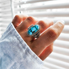 Load image into Gallery viewer, Venus Silver Boho Ring with Turquoise Gemstone