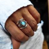 Opal Gemstone Sterling Silver Ring Front|Dorsya