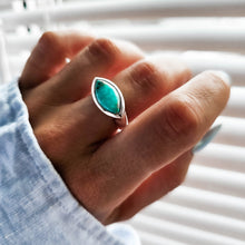 Load image into Gallery viewer, Marina Silver Boho Ring with Turquoise Gemstone