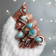 Load image into Gallery viewer, Gaia Silver Boho Ring with Larimar Gemstone