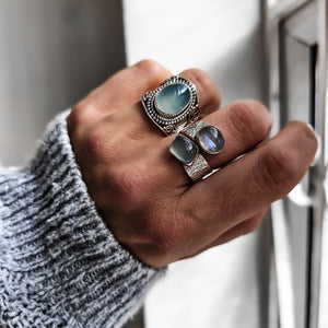 Doris Silver Boho Ring with Chalcedony Gemstone