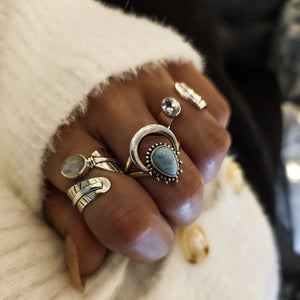 Faith Silver Boho Ring with Moonstone