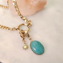 Load image into Gallery viewer, Chunky Gold Necklace with Tianhe Natural Gemstone and Sun Charm | Statement Jewellery Piece | Dorsya