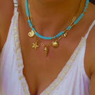 Women’s natural gemstone beaded necklace – turquoise and  gold-plate highlights, gemstone jewellery for women who love colour and meaning
