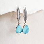 Silver Feather Drop Earring Detail |Dorsya