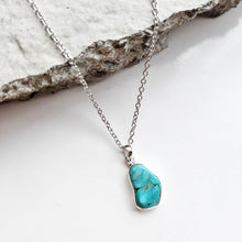 Load image into Gallery viewer, turquoise necklace, silver necklace, sterling silver turquoise necklace, silver turquoise necklace, gemstone necklace, silver gemstone necklace, gemstone jewellery, silver jewellery, statement necklace, one of a kind necklace, necklace for her, gift for her, birthday present, meaningful necklace by dorsya