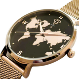 Alectrona Gold world map watch, minimalistic watch, woman watch, Dorsya watch