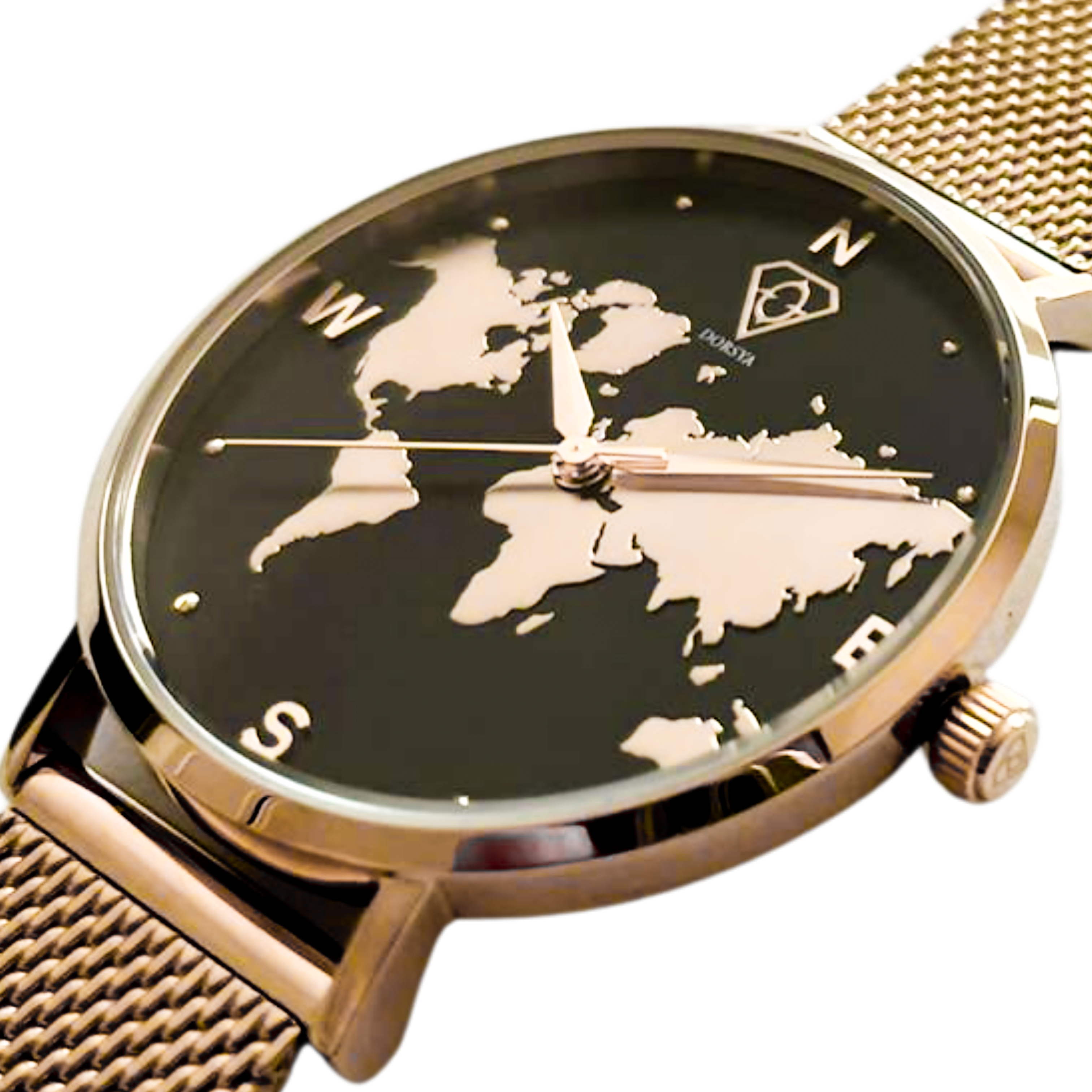 Alectrona Gold world map watch, minimalistic watch, woman watch, Dorsya watch