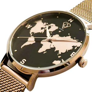 Alectrona Gold world map watch, minimalistic watch, woman watch, Dorsya watch