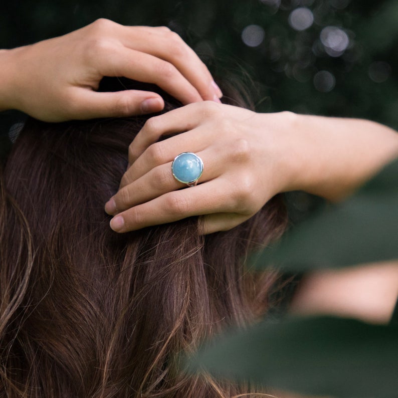 Dorsya - aquamarine gemstone sterling silver ring, boho ring, accessories, statement ring, gift for her, gemstone ring, meaningful jewellery