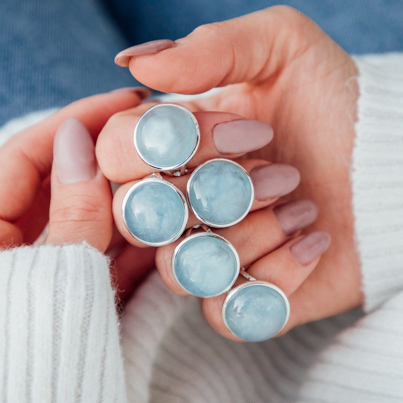 Dorsya - aquamarine gemstone sterling silver ring, boho ring, accessories, statement ring, gift for her, gemstone ring, meaningful jewellery