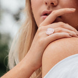 Alina rose quartz ring, gemstone ring, silver ring, statement ring, silver jewellery, accessories - Dorsya
