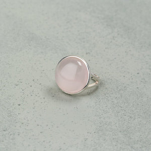 Alina rose quartz ring, gemstone ring, silver ring, statement ring, silver jewellery, accessories - Dorsya