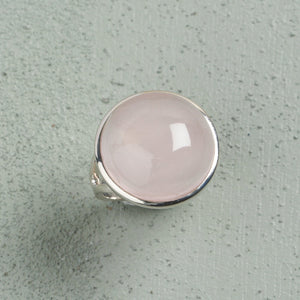 Alina rose quartz ring, gemstone ring, silver ring, statement ring, silver jewellery, accessories - Dorsya