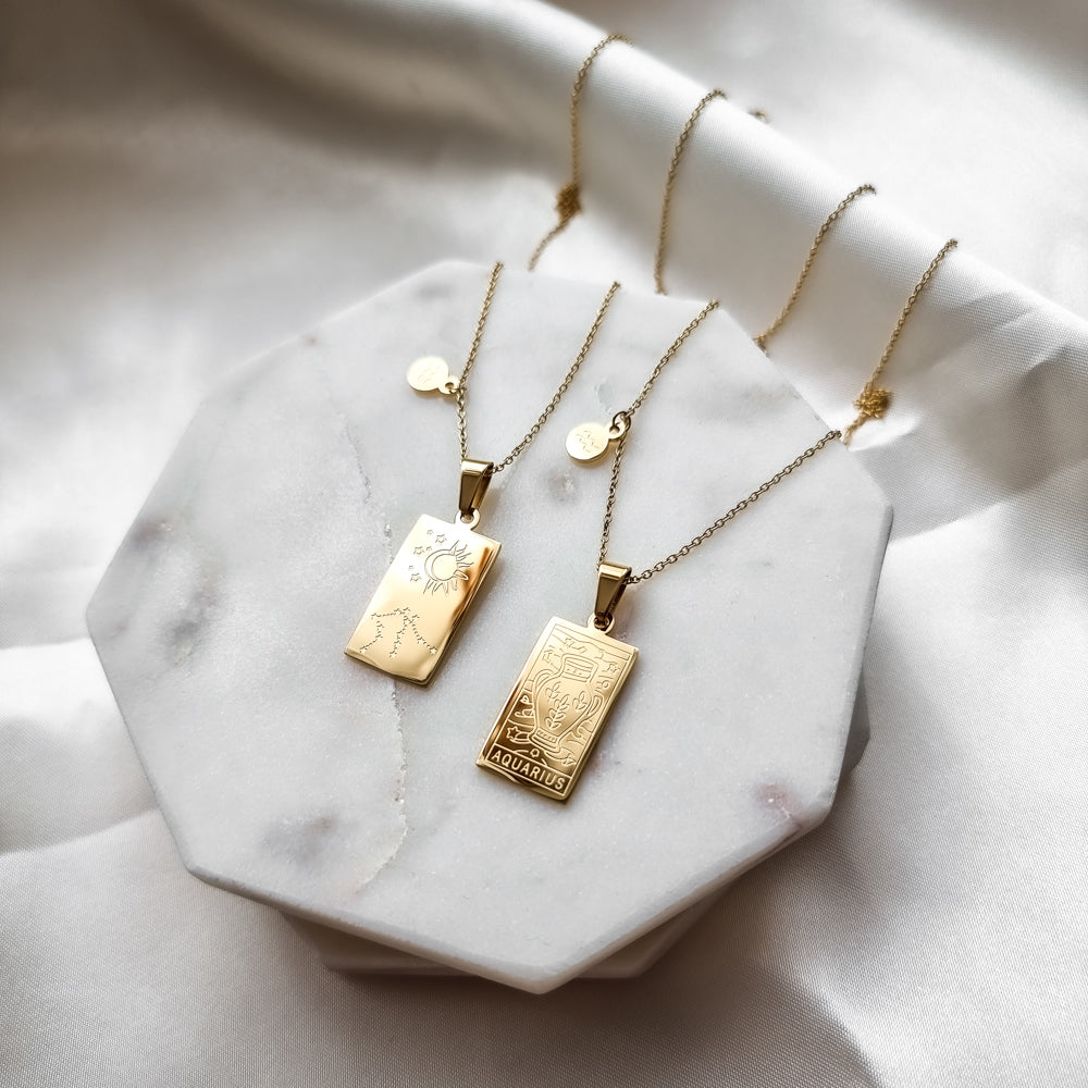 Aquarius- zodiac tarot constellation necklace, gold necklace, jewellery, gold jewellery, gift - Dorsya