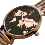 Asteria Rose Gold world map watch, minimalistic watch, woman watch, Dorsya watch